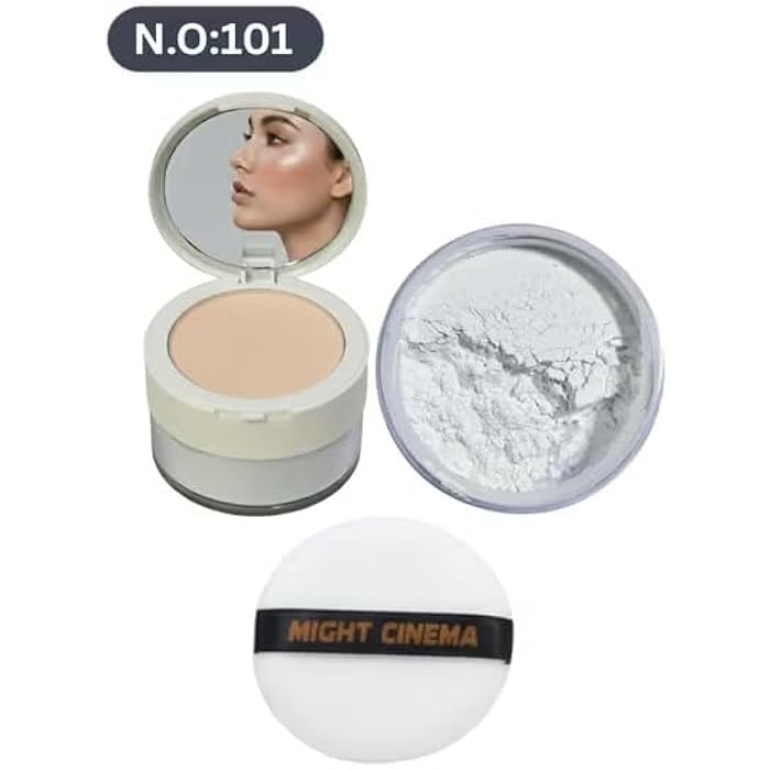 Professional Matte Loose & Pressed Powder 2 in 1 - Long-lasting makeup setting powder, smooth finish, oil control, conceals pores and imperfections, includes sponge, suitable for all skin types (103) - Image 4